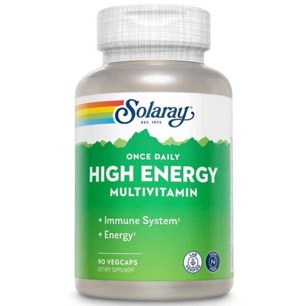 Solaray multivitaminas alta energía sin hierro 90 cápsulas