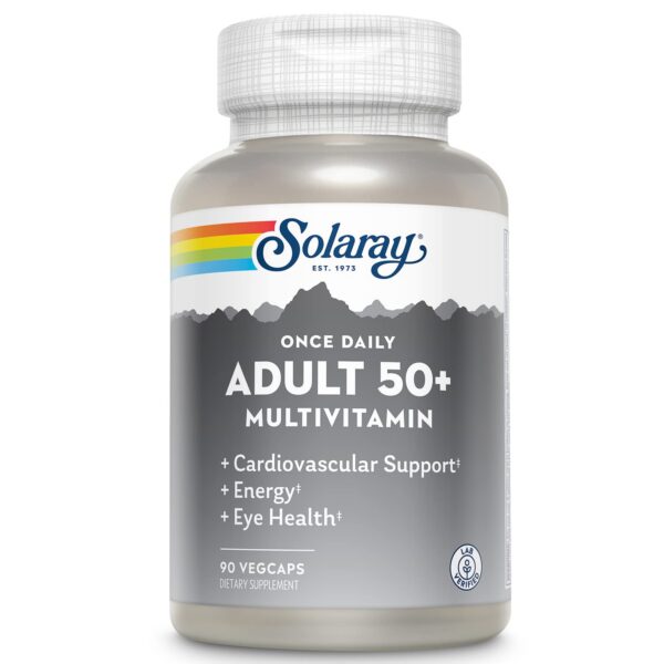 Solaray multivitamínico 50+ botella frontal 90 cápsulas