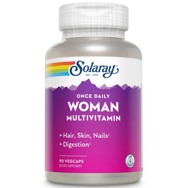 Solaray multivitamínico diario para mujer con hierro y mezcla para cabello