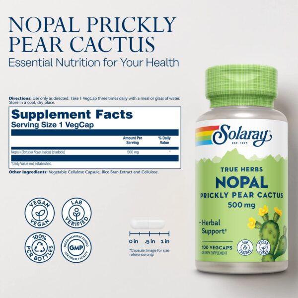Version 1.0.0 Nopal Prickly Pear Cápsulas Frasco Contenido