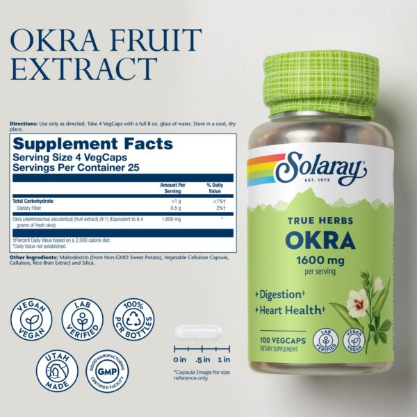 Solaray Okra Fruit etiqueta ingredientes