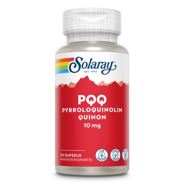 Etiqueta trasera suplemento SOLARAY PQQ 10 mg