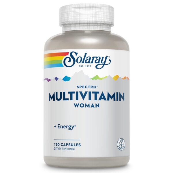 Botella de multivitamínico Solaray Spectro para mujer 120 cápsulas