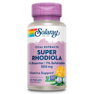 Solaray Súper Rhodiola 500mg 60 cápsulas veganas suplemento