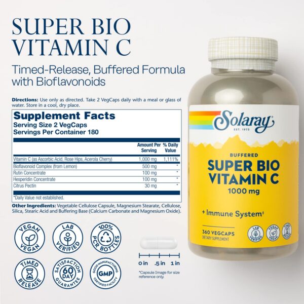 Caja de suplemento de vitamina C Solaray con bioflavonoides
