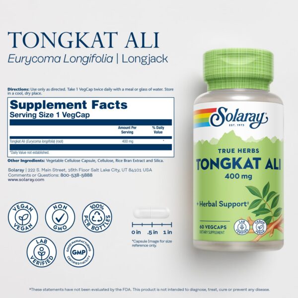SOLARAY Tongkat Ali 400 mg etiqueta