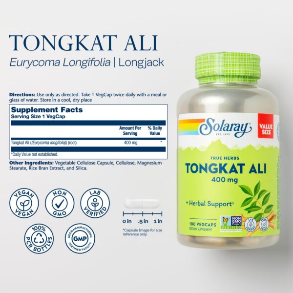 Frente del frasco Solaray Tongkat Ali 400 mg