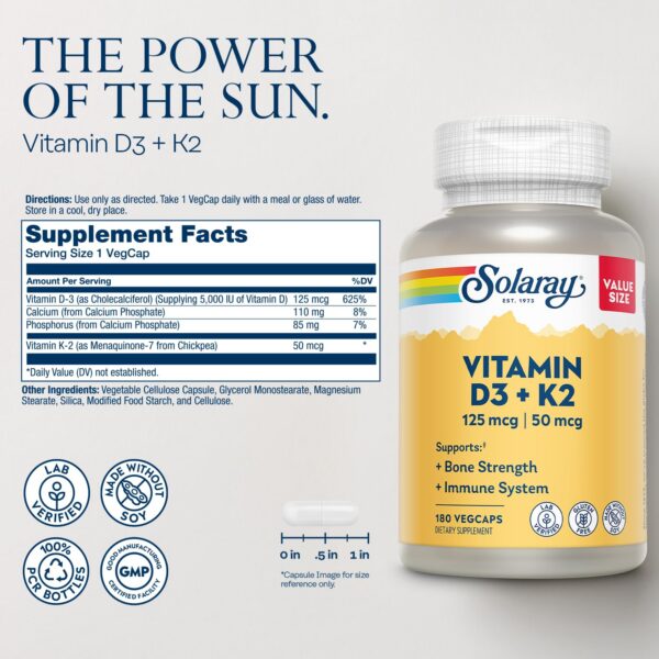 Etiqueta SOLARAY Vitamin D3 K2