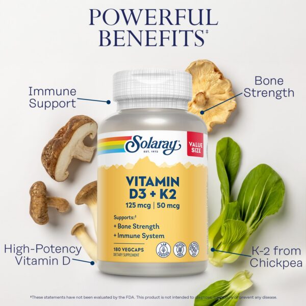 Frasco con cápsulas SOLARAY D3 K2