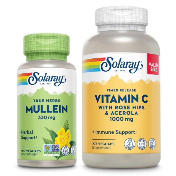 Frasco SOLARAY Vitamina C 1000 mg y Mullein Leaf