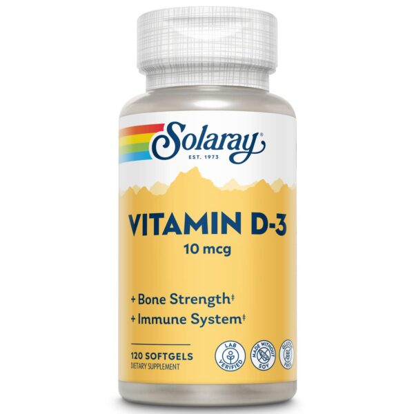Solaray vitamina d3 400 ui 120 cápsulas blandas