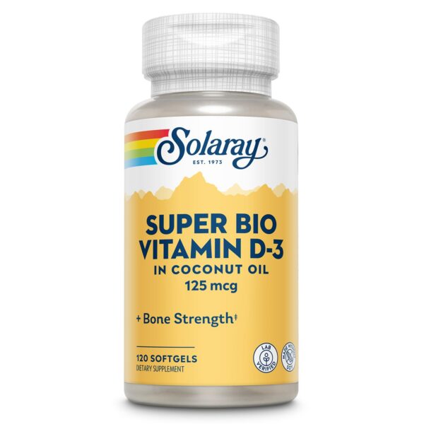 Solaray vitamina d3 5000 iu en aceite de coco suplemento salud ósea