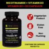 Solderm frasco suplemento vitamina B3 D3 vegetales piel