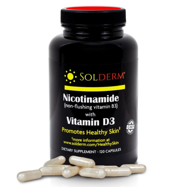 Solderm cápsulas vitamina B3 nicotinamida suplemento piel saludable