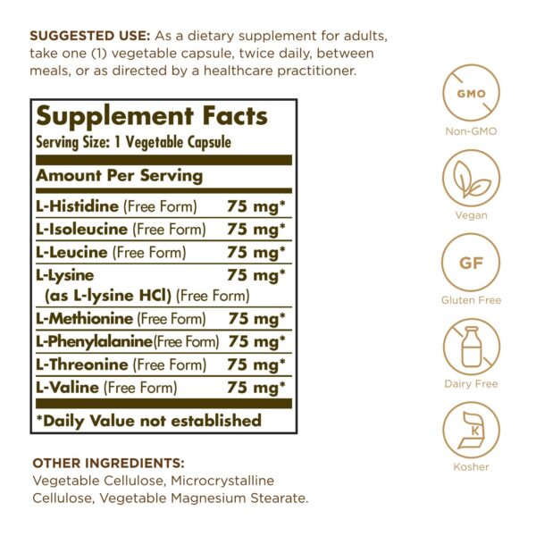 Etiqueta frontal Solgar Complejo de Aminoácidos Esenciales