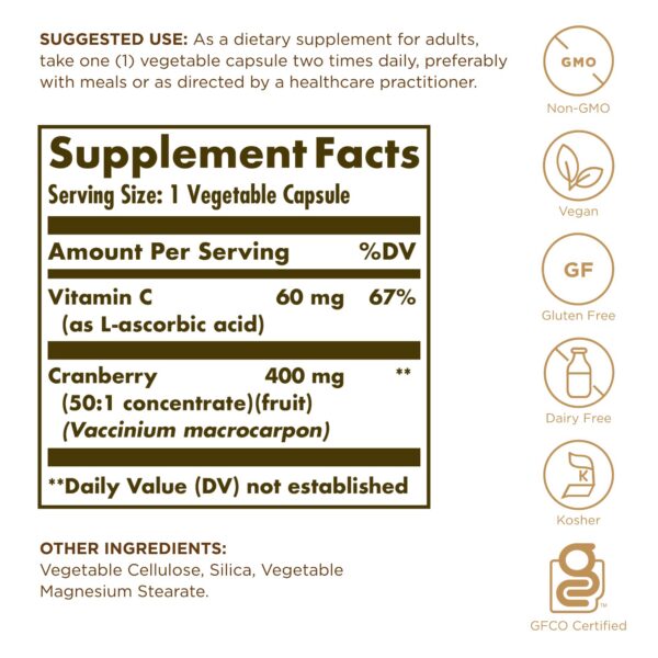 Solgar arándano suplemento cápsulas 60 unidades apoyo vejiga y sistema urinario