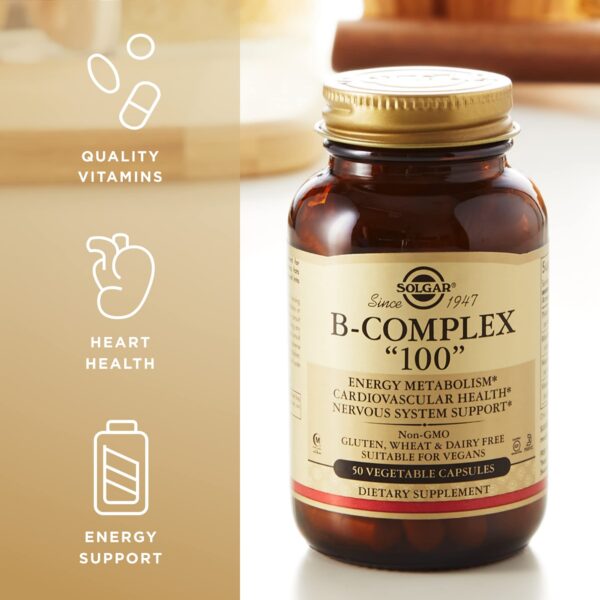 Version 1.0.0 Caja y frasco de Solgar B-Complex 100 suplemento vitamínico