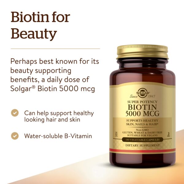 Solgar Biotin 5000 mcg capsulas frasco