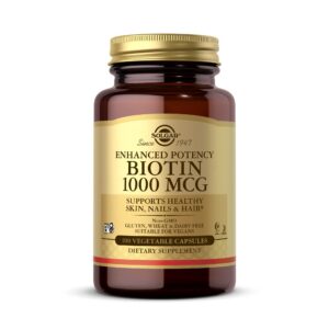 Solgar Biotina 1000 mcg frasco 100 cápsulas vegetales