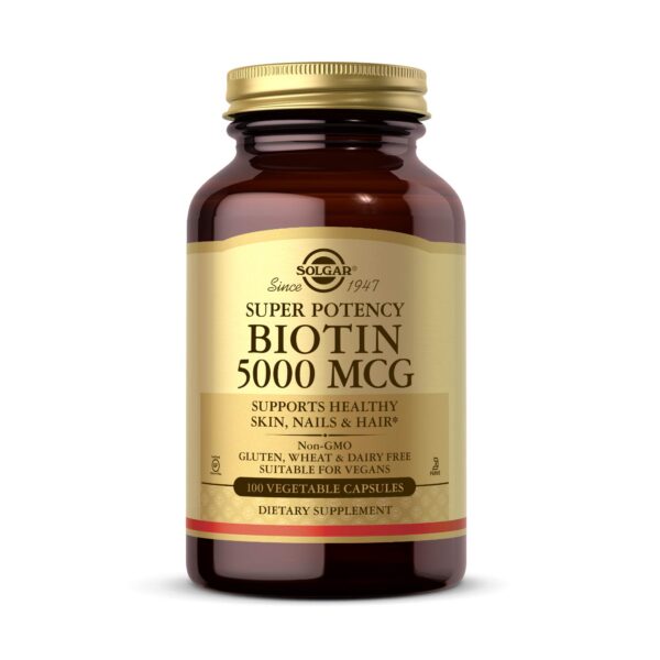 Solgar Biotina 5000 mcg botella complementar vitamina b piel cabello