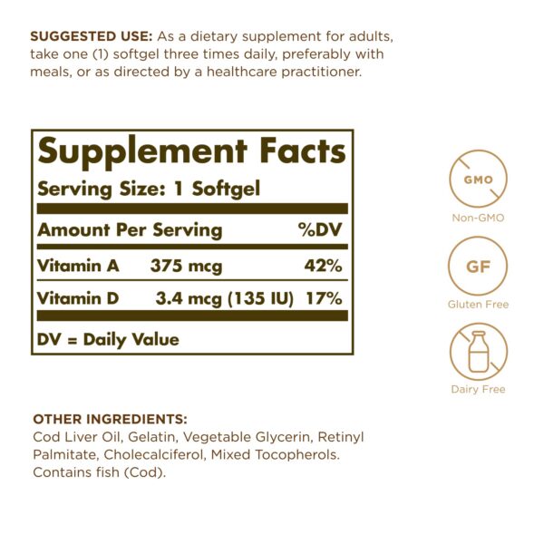 Solgar Cod Liver Oil bottle back label