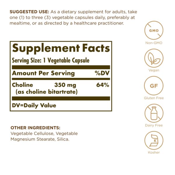 Frasco de Solgar Colina 350 mg cápsulas vegetales