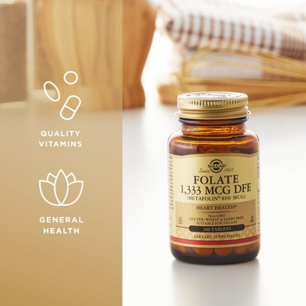 Frasco de suplementos Solgar Folato Metafolin 1333 MCG