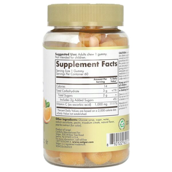 Etiqueta de gomitas Solgar Vitamina C 1000 mg