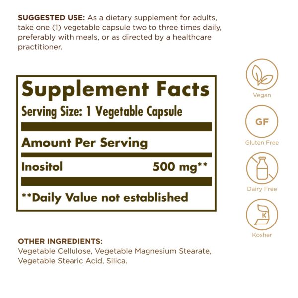 Frasco de Inositol 500 mg 100 cápsulas