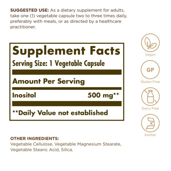 Version 1.0.0 Etiqueta Solgar Inositol 500 mg detalle
