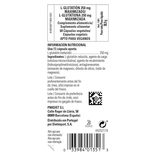 Detalle de empaque Solgar L-Glutatión reducido