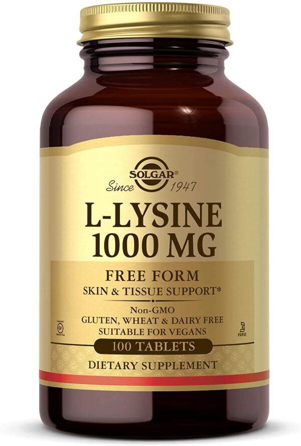 Frente del envase Solgar L-Lysina 1000 mg