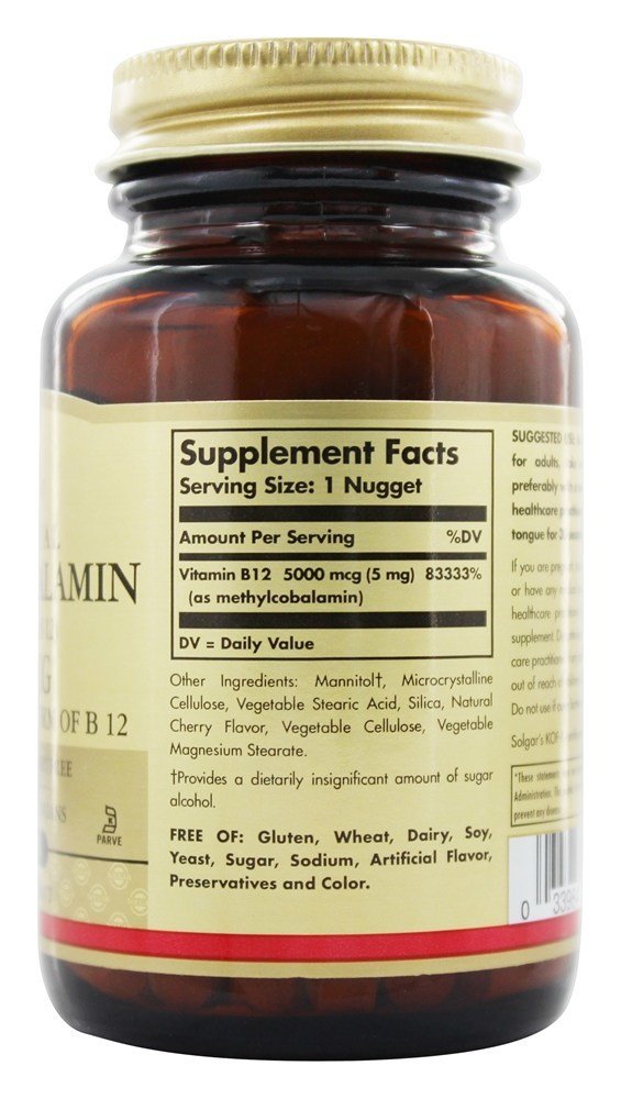 Etiqueta Solgar methylcobalamin gomitas