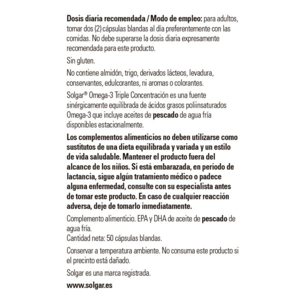 Etiqueta de Solgar Omega 3 950 mg - 50 softgels