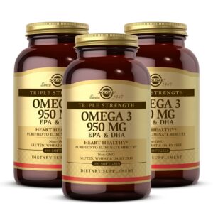 Frasco frontal de Solgar Omega-3 triple fuerza