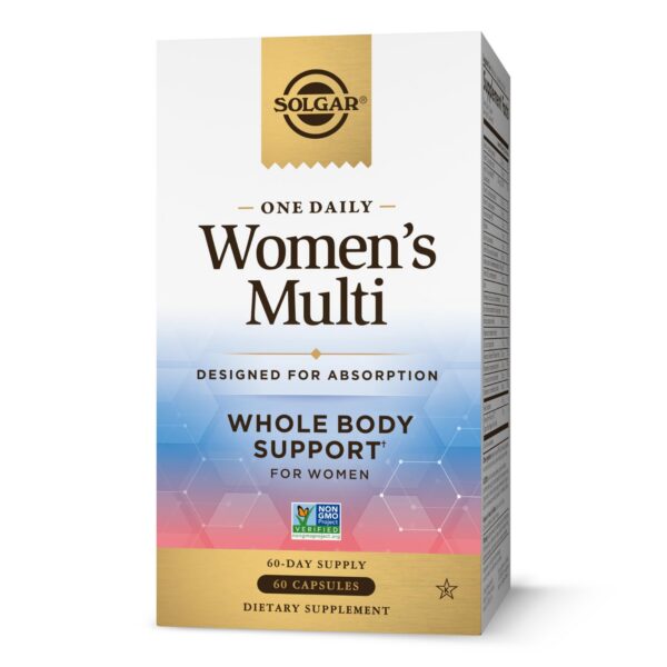 Frasco Solgar One Daily multivitamínico para mujeres 60 cápsulas veganas