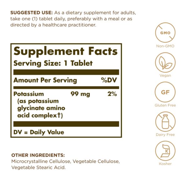 Frente del envase de Solgar Potassium Amino Acid Complex