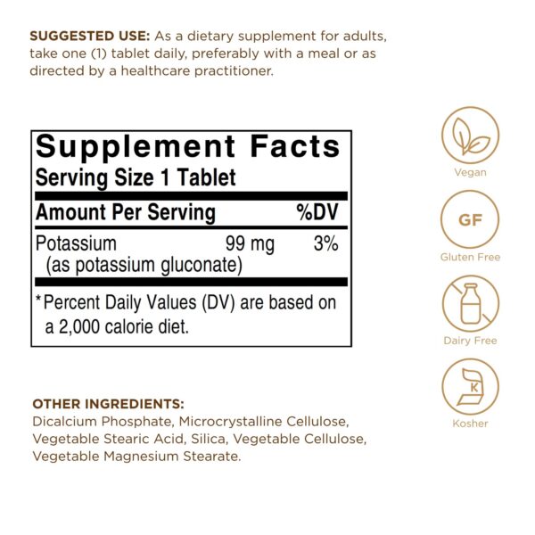 Solgar Potassium etiqueta de producto