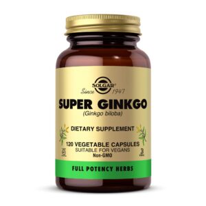 Solgar Super Ginkgo botellas con 120 cápsulas vegetales