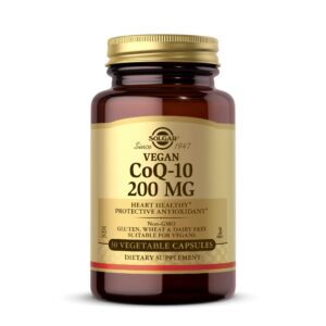 Botella de Solgar Vegetarian CoQ-10 200 mg para salud cardíaca