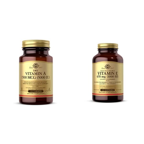 Solgar vitamina a seca y vitamina e antioxidante cápsulas y tabletas