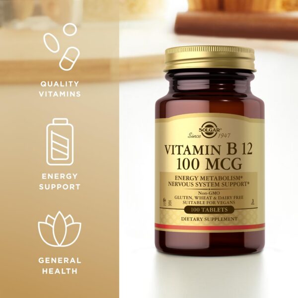 Version 1.0.0 SOLGAR vitamina B12 100 microgramos suplemento vegano y kosher