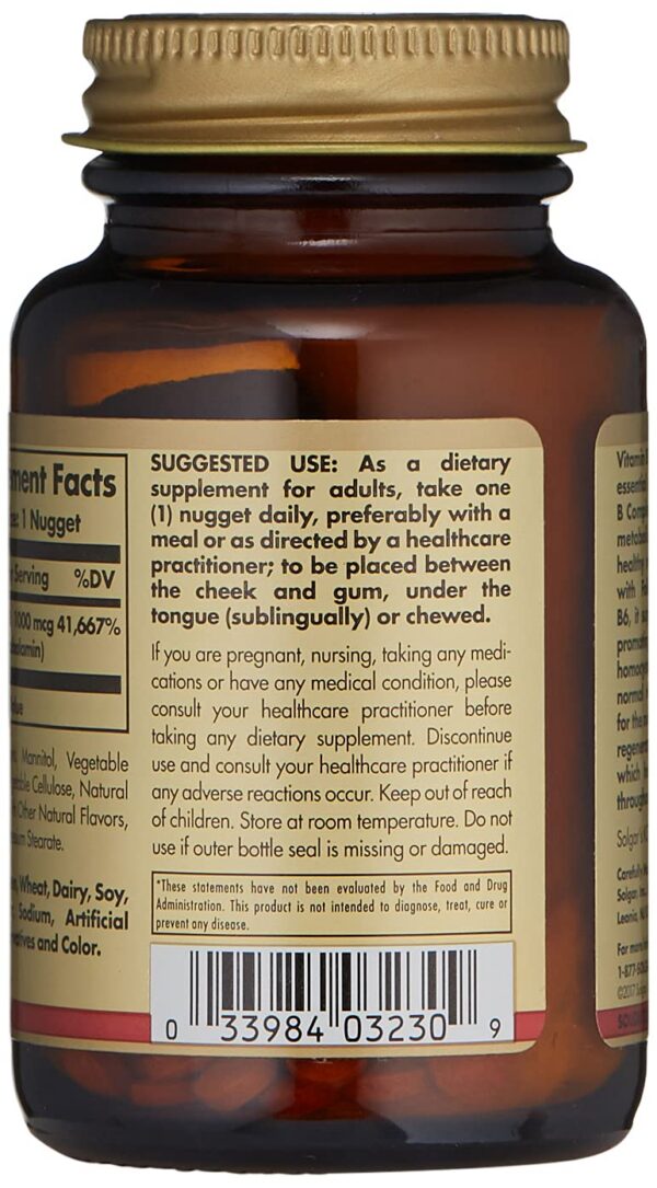 Frasco de Solgar B12 Nuggets 1000 mcg