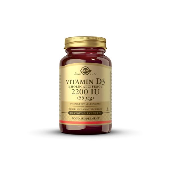 Solgar Vitamina D3 2200 UI cápsulas vegetales envase frontal