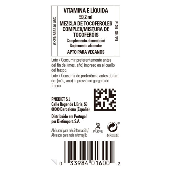 Solgar vitamina e líquida caja frente kosher vegano