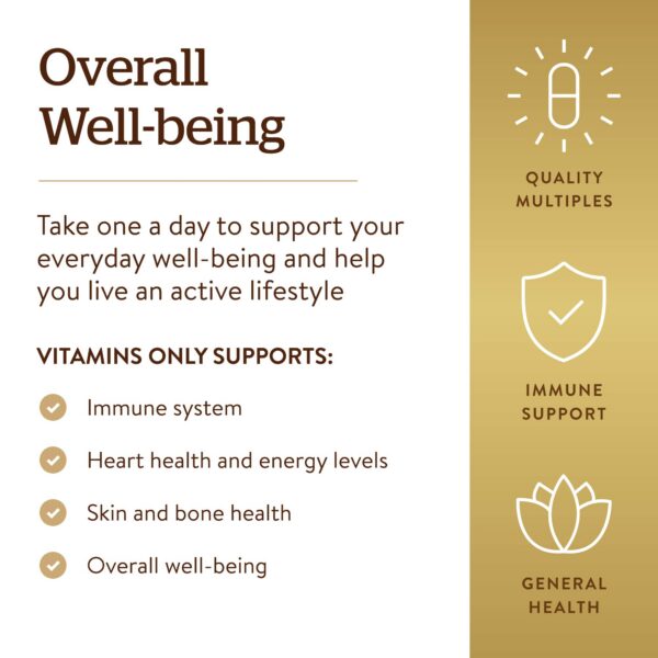 Version 1.0.0 Cápsulas de SOLGAR Vitamins Only en empaque fácil abrir