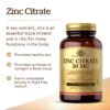 Detalle de etiqueta Solgar Zinc Citrate