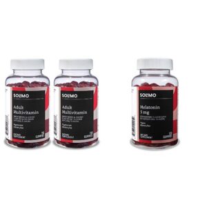 Frente del paquete Solimo multivitaminas y melatonina