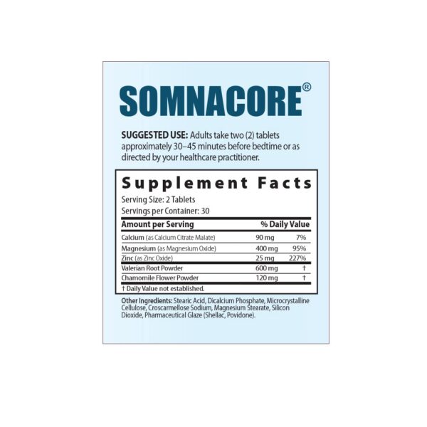 Somnacore suplemento para dormir vista lateral