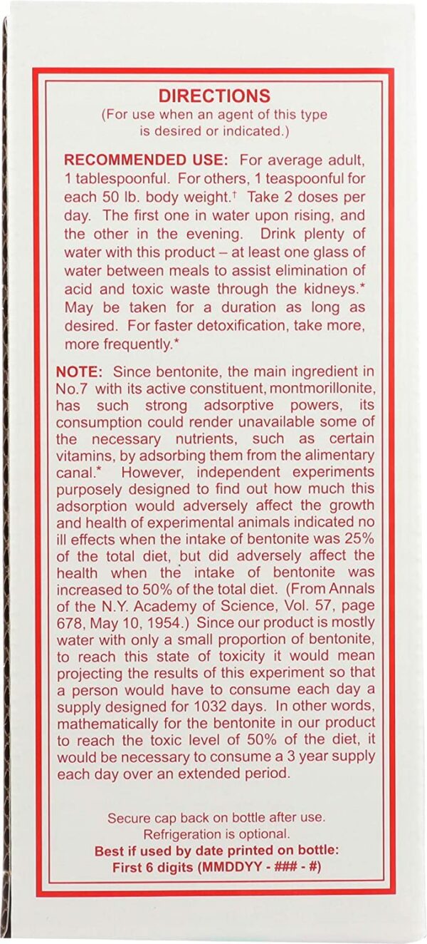 Detalles de la etiqueta Sonne's No.7 Detoxificación